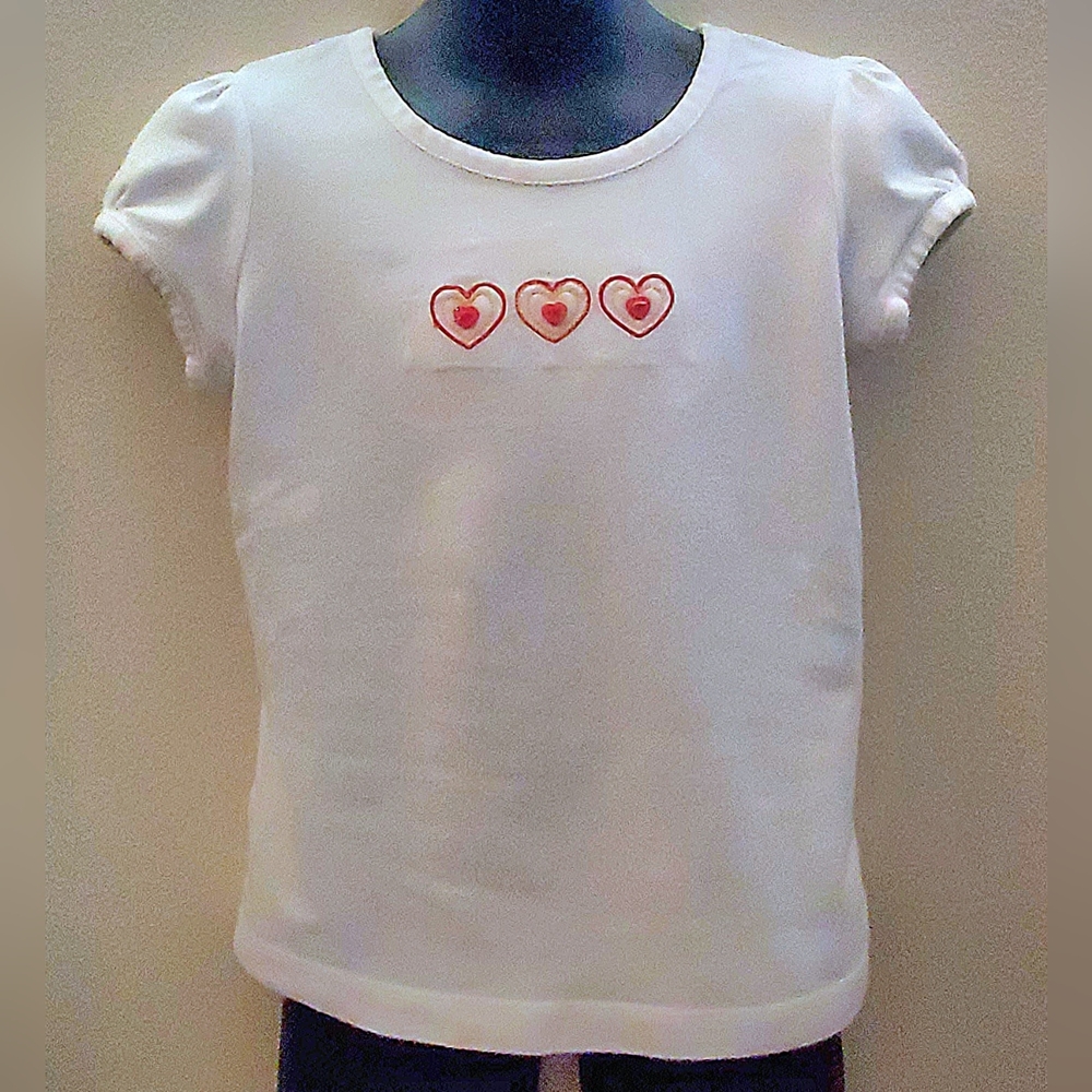 2/$10 - Little Girl's Short Sleeve Embroidered Heart Tee